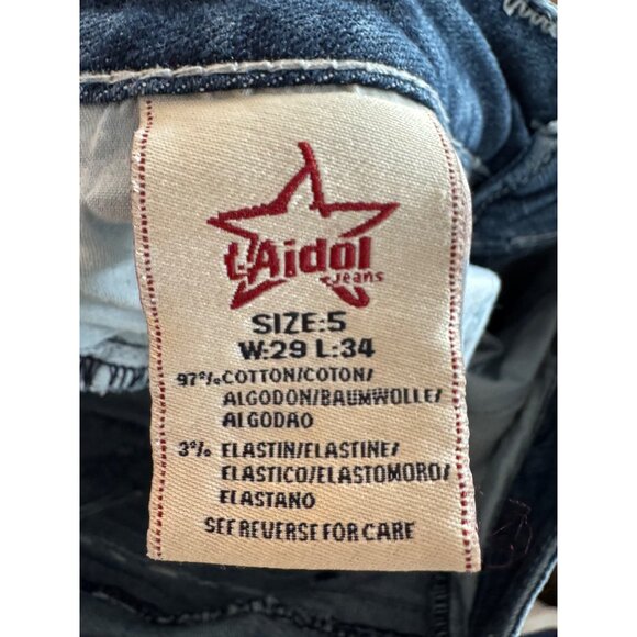 L.A. Idol Womens Jeans Size 5 Bootcut Dark Wash Contrast Stitching Embellished P - Picture 5 of 8